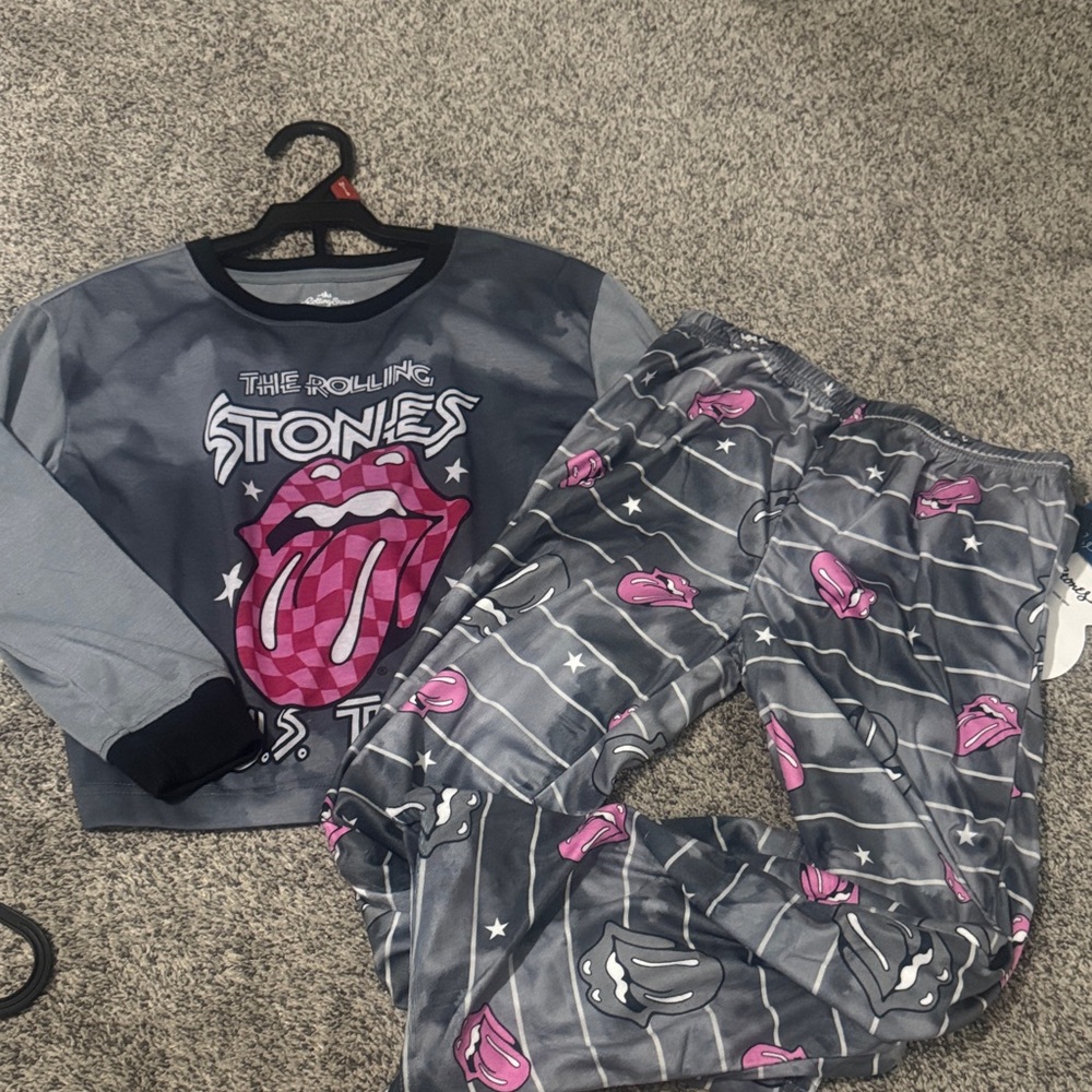 The Rolling Stones Kids Pajama Set - Gray and Pink